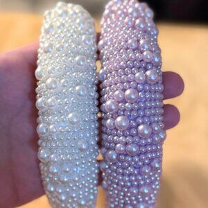 White and Lavender/Purple Pearly Hair Headband